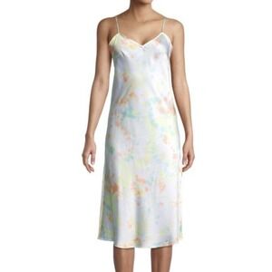 French Connection Sade Tie Dye Satin Slip Dress Womens 10 Midi NWT